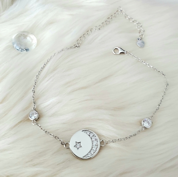 NEW Sterling Diamond Crescent Moon Bracel… - Picture 5 of 10